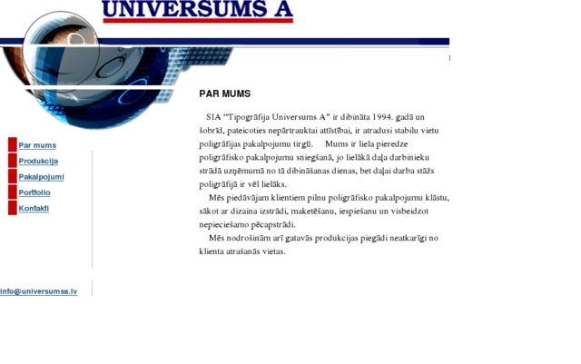 Universums A, tipogrāfija, SIA